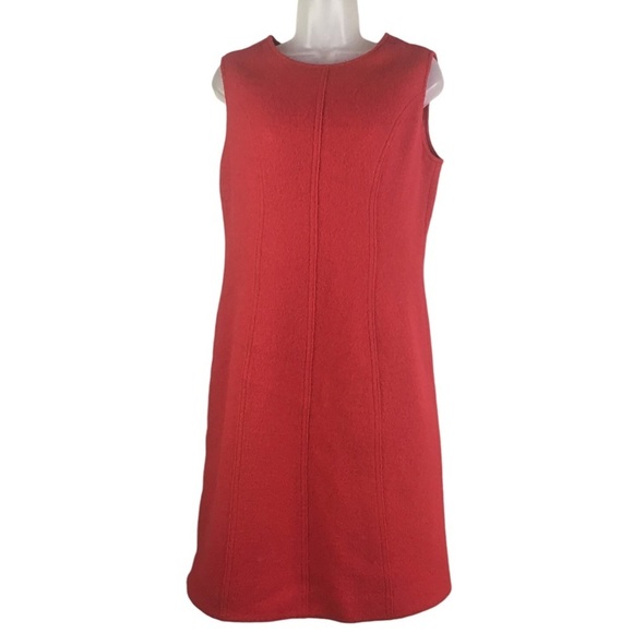 BODEN Red Boiled Wool Sleeveless Sheath Dress Size 8 Long Fully Lined - Picture 1 of 12